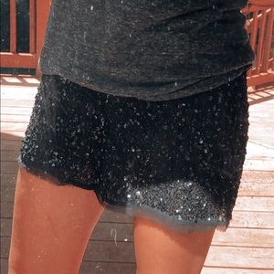 Black Sequin Shorts/Skirt from AllSaints